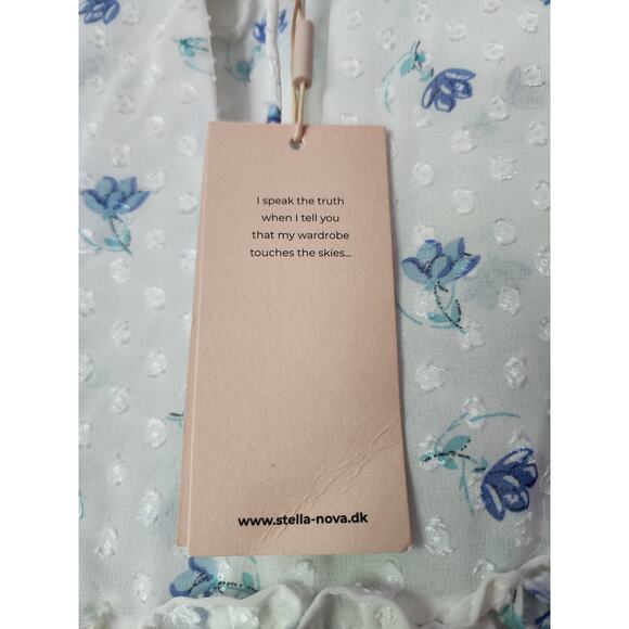 Stella Nova Barbara Dress in Soft Blue Floral Ruffled Tiered Frilly Chiffon Maxi - Picture 9 of 15